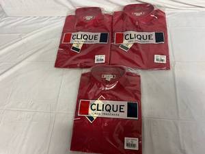 3 Red Clique Dress Shirts - Medium