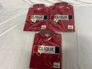 3 Red Clique Dress Shirts - Medium