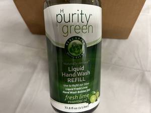 6 Bottles of Purity Green Liquid Hand Soap Refill - Fresh Lime