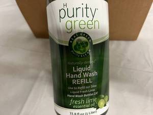 6 Bottles of Purity Green Liquid Hand Soap Refill - Fresh Lime