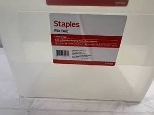 4x Staples Plastic File Boxes wCovers-LetterLegal