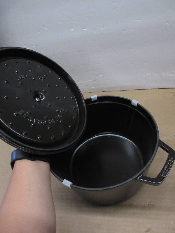 lot 262 image: Staub Cast Iron Dutch Oven 5-qt Tall Cocotte, Made in France, Serves 5-6, Matte Black NEW