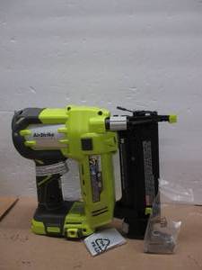 lot 21 image: Ryobi P320 Airstrike 18 Volt One Lithium Ion Cordless Brad Nailer (Battery Not Included, Power Tool Only) BLEMISHED FROM DAMAGED BOX, LIKE NEW, TESTED, WORKS