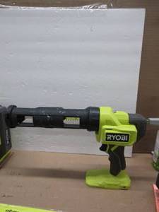 lot 26 image: RYOBI 18V ONE 10 Oz. Caulk and Adhesive Gun 18 VOLT Green (PCL901B) TOOL ONLY USED, PAINT ON TOOL, TESTED, WORKS