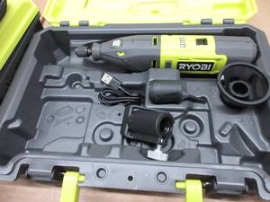 lot 27 image: RYOBI 12V Cordless Rotary Tool Kit SOME ATTACHMENTS MISSING, USED, TESTED, WORKS NO BOX