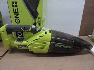 lot 33 image: Ryobi P714K One plus 18 Volt Lithium Ion Cordless ONLY VACUUM  (MISSING 1 x Ryobi P102 1.3AH Lithium Ion Battery, 1 x Wall Mount Charger), Green USED, TESTED, WORKS