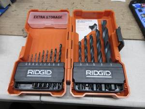 lot 41 image: RIDGID Black Oxide Drill Bit Set with Case (14-Piece) with CASE OPEN BOX, NEW, NO BOX
