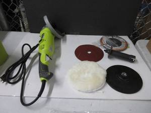 lot 94 image: RYOBI 7 in. 10 Amp Angle Grinder OPEN BOX, DAMAGED BOX, TESTED, WORKS, NEW