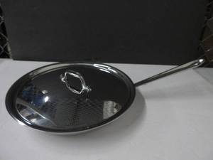 lot 101 image: All-Clad D3 3-Ply Stainless Steel Fry Pan 12 Inch, Induction, Oven Broiler Safe 500F, Lid Safe 350F, Frying pan, Fast & Even Heat, Skillet, Compatible with All Stovetops, Pots & Pans, Cookware, Silver NO BOX, NEW