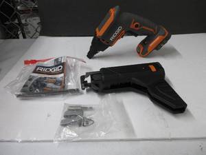 lot 105 image: RIDGID 18-Volt Cordless Brushless Drywall Screwdriver with Collated Attachment (Tool-Only) USED, TESTED, WORKS