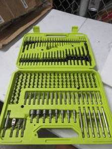 lot 125 image: Ryobi Drill and Driver Bit Set (195-Piece) STICKY, USED, GOOD CONDITION