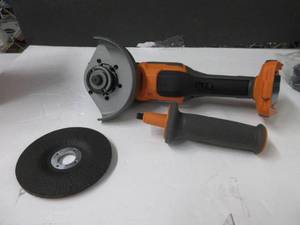 lot 139 image: RIDGID 18V Brushless Cordless 4-12 in. Paddle Switch Angle Grinder (Tool Only) SLIGHTLY USED, TESTED, WORKS
