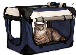 lot 135 image: Cat Carrier Dog Carrier for Most Cats or Small Dog. Soft Sided Pet Carrier for Travel. Collapsible Portable Cat Bag with Soft Bed, Top & Side Loading, Locking Zipper DAMAGEDOPEN BOX NOT SURE IF ALL PARTS THERE, LIKE NEW
