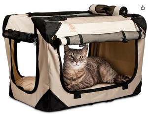 lot 141 image: PETLUV PET CARRIER TAN SMALL BOX DAMAGEDOPEN, NEW