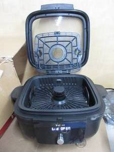 lot 159 image: Instant Pot 6-in-1 Air Fryer and Indoor Grill with Bake, Roast Reheat & Dehydrate, From the Makers of Instant Pot, with Odor-Reducing Filter, Clear Cooking Window, and Removable Lid for Easy Cleaning - Slightly Used, Electronics Work.