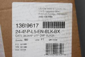 lot 29 image: Liberty AV 1000 CAT5 Category 5e EN Series 24AWG 4-Pair Unshielded Cable Spool - NEW in Box