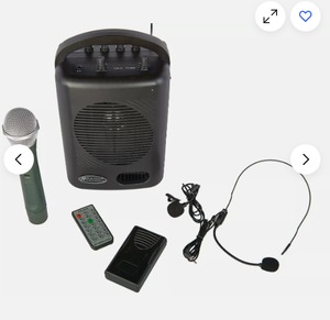 lot 32 image: AmpliVox SW245B Compact Dual Wireless Microphone Bluetooth Audio Public Address PA Sound System - NEW