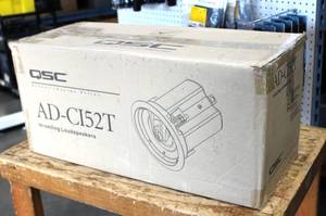 lot 108 image: QSC AD-SC152 T, In- Ceiling Ductwork Pair Wall Mount 400 W Speakers In Box