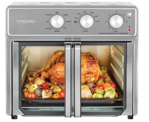 lot 92 image: Kalorik MAXX 26-Quart Stainless Steel Air Fryer Toaster Oven Combo with Accessories