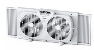 lot 129 image: Shinic 9 3-Speed Twin Window Fan with Removable Bug Screen