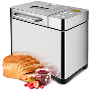 lot 205 image: KBS 19-in-1 2LB Bread Maker Machine Fully Automatic LCD Display, Stainless Steel Model# 013