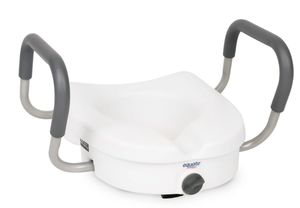 lot 218 image: Equate Raised Toilet Seat With Handles, 5 Seat Riser with Arms, Fits Most Toilets, 350 lb Capacity