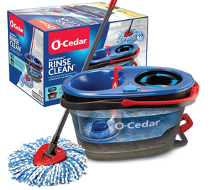 lot 221 image: O-Cedar EasyWring RinseClean Microfiber Spin Mop & Bucket Floor Cleaning System