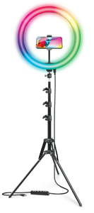lot 245 image: Bower Brand 16 White and RGB LED Ring Light Kit with Tripod
