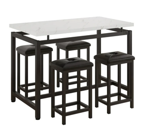 lot 396 image: 5PCS Counter Height Dining Set, Industrial Dining Room Table Sets