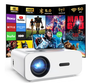 lot 429 image: AUOSHI Projector with Wifi and Bluetooth, 4K Support 1080P Mini Projector , Video Projector For Home Theater