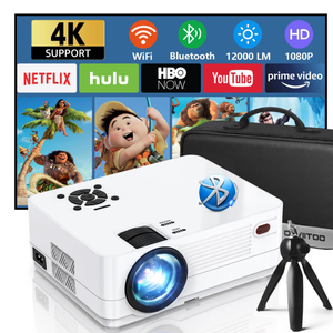 lot 449 image: Dxyiitoo 12000LM 4K Support Native 1080P HD Projector with WiFi and Bluetooth, Movie Projector for Outdoor Movies