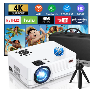 lot 450 image: Dxyiitoo 12000LM 4K Support Native 1080P HD Projector with WiFi and Bluetooth, Movie Projector for Outdoor Movies