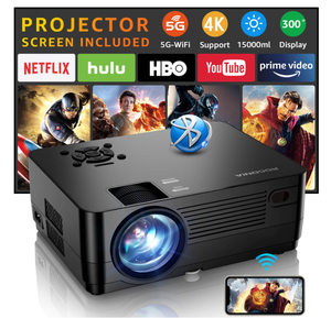 lot 453 image: ROCONIA 5G WiFi Bluetooth 4K Support Native 1080P, 15000LM Full HD Movie Projector