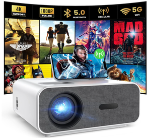 lot 517 image: Hompow 4K Support Projector with Wifi and Bluetooth, Mini Portable Projectors for Outdoor Home Movie