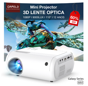 lot 585 image: ORFELD Mini Projector Portable Outdoor Home Theater Projector, 1080P 110 Full HD Display Supported