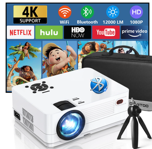 lot 594 image: Dxyiitoo 12000LM 4K Support Native 1080P HD Projector with WiFi and Bluetooth