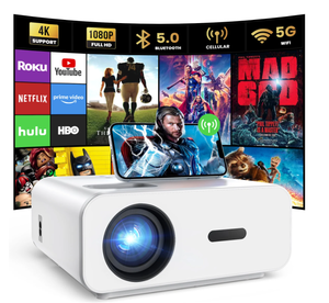 lot 603 image: AUOSHI Projector with Wifi and Bluetooth, 4K Support 1080P Mini Projector , Video Projector For Home Theater