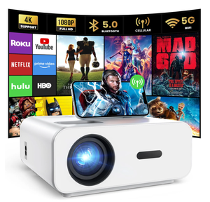 lot 604 image: AUOSHI Projector with Wifi and Bluetooth, 4K Support 1080P Mini Projector , Video Projector For Home Theater