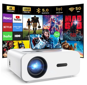 lot 605 image: AUOSHI Projector with Wifi and Bluetooth, 4K Support 1080P Mini Projector , Video Projector For Home Theater