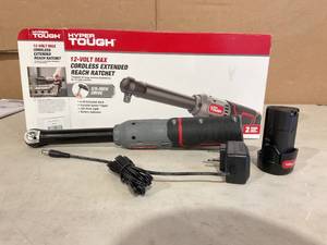 lot 366 image: Hyper Tough 12V Max Lithium-Ion 38 Cordless Extended Reach Ratchet with 1.5Ah Battery and Charger