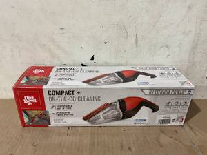 lot 279 image: Dirt Devil Handheld Cleaner Quick Flip 8 Volt Lithium Cordless Red Hand Vacuum