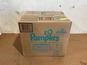 lot 174 image: Pampers Swaddlers Diapers - Size 1, One Month Supply (198 Count), Ultra Soft