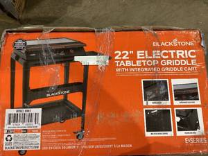 lot 45 image: Blackstone E-Series 2-Burner 22 Electric Tabletop Griddle with Prep Cart