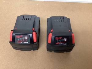 lot 557 image: LOT OF 2 Milwaukee M18 Lithium-Ion 18V 5Ah Extended Capacity Battery 48-11-1852