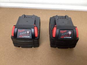 lot 560 image: LOT OF 2 Milwaukee M18 Lithium-Ion 18V 5Ah Extended Capacity Battery 48-11-1852