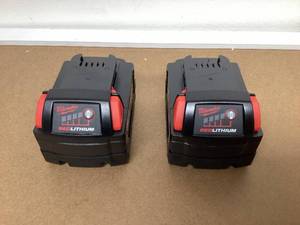 lot 563 image: LOT OF 2 Milwaukee M18 Lithium-Ion 18V 5Ah Extended Capacity Battery 48-11-1852