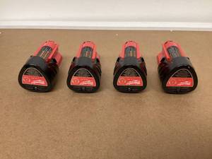 lot 565 image: LOT OF 4 Milwaukee 48-11-2420 M12 RED LITHIUM 2.0