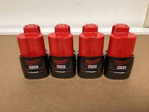 lot 569 image: LOT OF 4 Milwaukee 48-11-2420 M12 RED LITHIUM 2.0