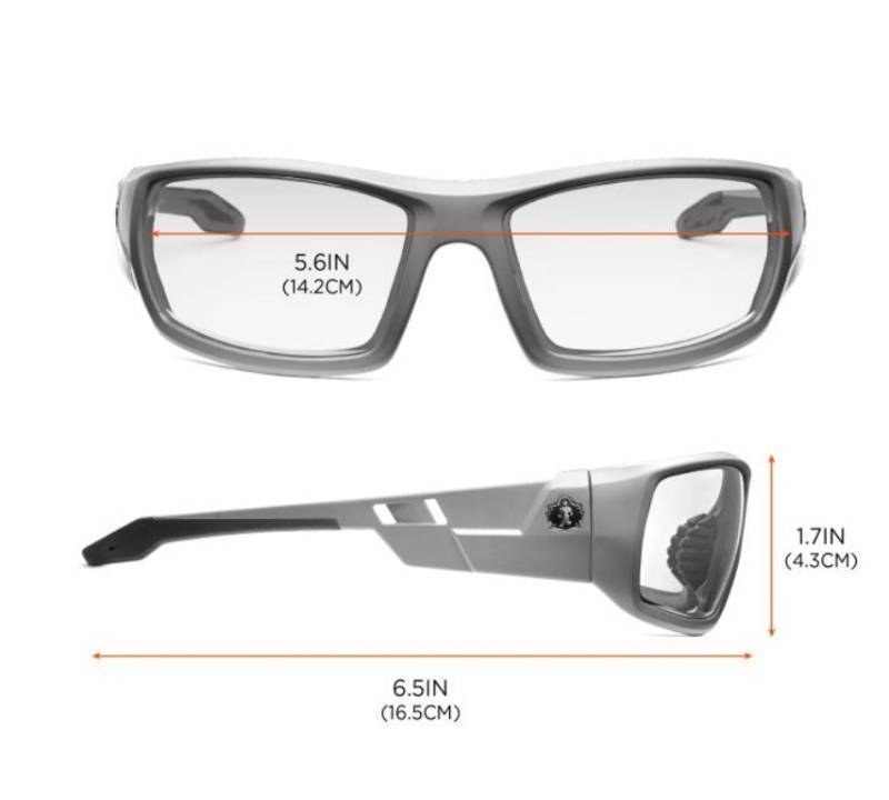 lot 720 image: NEW 2 Pack of Ergodyne Skullerz ODIN Safety Glasses-Eye Protection Clear Lens Matte Gray Frame