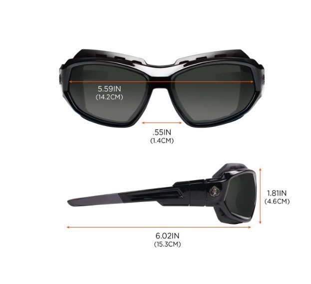lot 723 image: NEW 2 Pack of Ergodyne Skullerz LOKI Convertible Safety Spoggles w Strap -Black-AF Smoke Lens